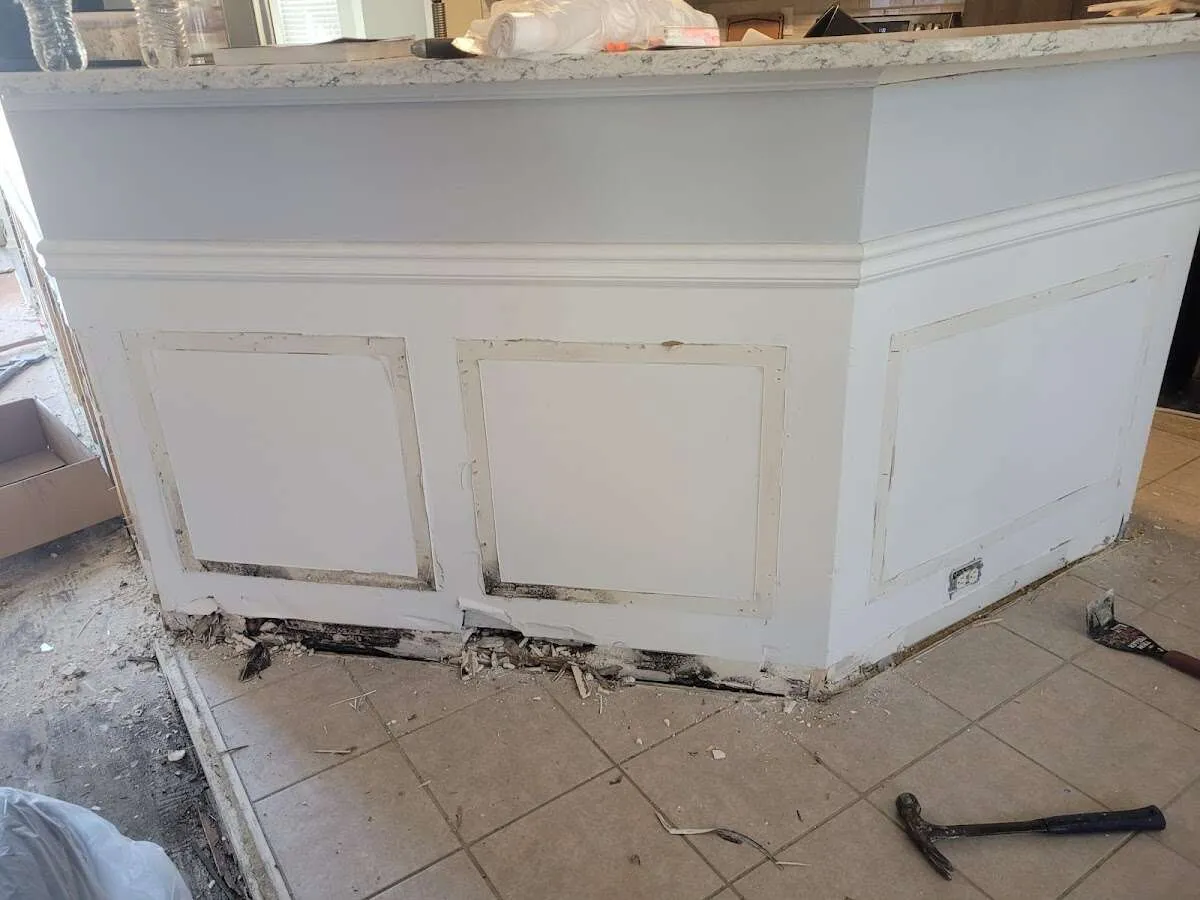 Water damage and mold on kitchen during Storm Damage Restoration in Panama City Beach